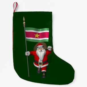 Der Weihnachtsmann mit Abzeichen von Suriname Kleiner Weihnachtsstrumpf