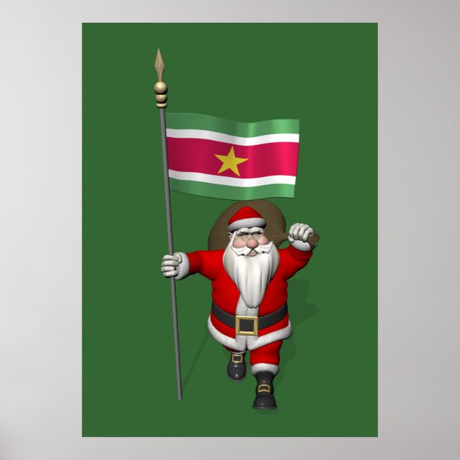 Der Weihnachtsmann mit Abzeichen von Suriname Poster (Vorne)