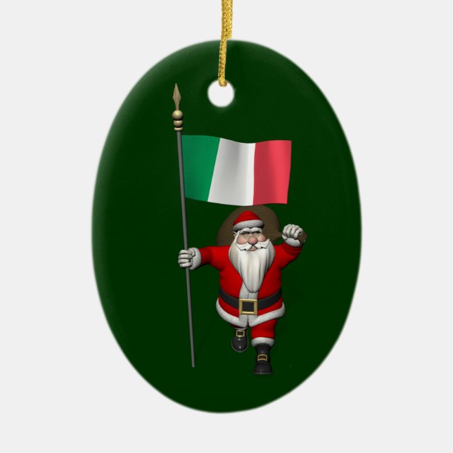 Der Weihnachtsmann mit Ausscheiden aus Italien Keramik Ornament (Vorne)