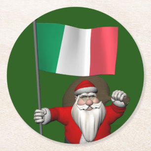 Der Weihnachtsmann mit Ausscheiden aus Italien Runder Pappuntersetzer
