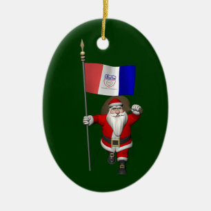 Der Weihnachtsmann mit dem Abschluss von Cleveland Keramikornament