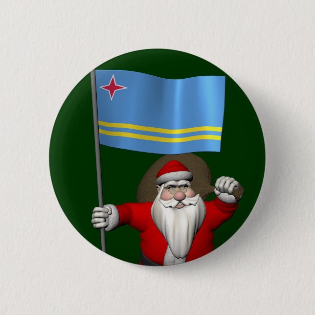 Der Weihnachtsmann mit dem Abzeichen von Aruba Button (Vorderseite)