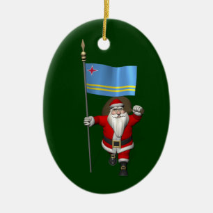 Der Weihnachtsmann mit dem Abzeichen von Aruba Keramikornament