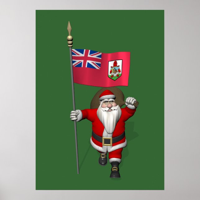 Der Weihnachtsmann mit dem Abzeichen von Bermuda Poster (Vorne)