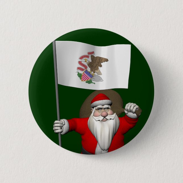 Der Weihnachtsmann mit dem Abzeichen von Illinois Button (Vorderseite)
