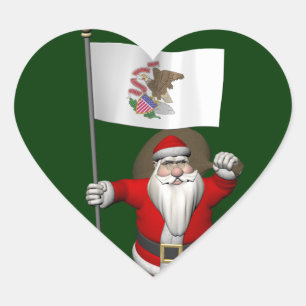 Der Weihnachtsmann mit dem Abzeichen von Illinois Herz-Aufkleber