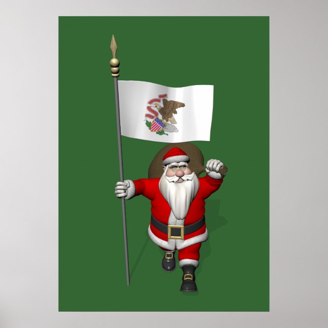 Der Weihnachtsmann mit dem Abzeichen von Illinois Poster (Vorne)