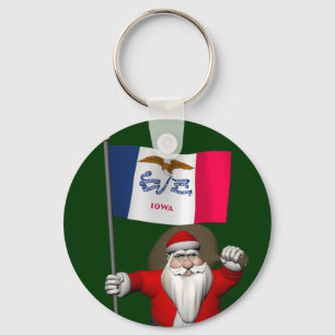 Der Weihnachtsmann mit dem Abzeichen von Iowa Schlüsselanhänger