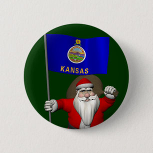 Der Weihnachtsmann mit dem Abzeichen von Kansas Button