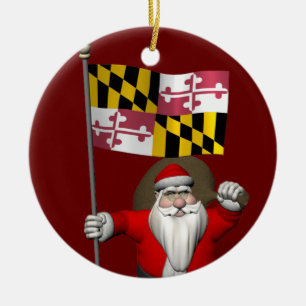 Der Weihnachtsmann mit dem Abzeichen von Maryland Keramik Ornament