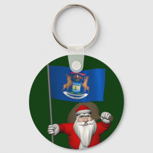 Der Weihnachtsmann mit dem Abzeichen von Michigan Schlüsselanhänger