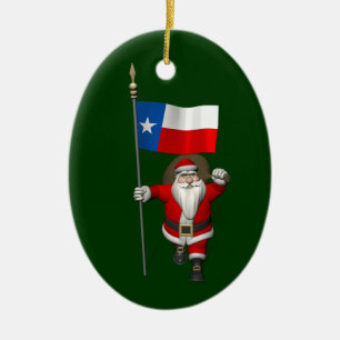 Der Weihnachtsmann mit dem Abzeichen von Texas Keramik Ornament