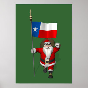 Der Weihnachtsmann mit dem Abzeichen von Texas Poster