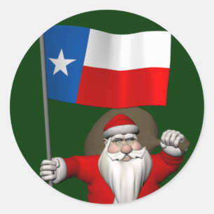 Der Weihnachtsmann mit dem Abzeichen von Texas Runder Aufkleber