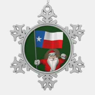 Der Weihnachtsmann mit dem Abzeichen von Texas Schneeflocken Zinn-Ornament
