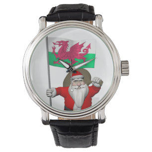 Der Weihnachtsmann mit dem Abzeichen von Wales Armbanduhr