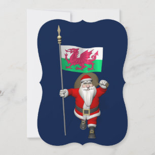 Der Weihnachtsmann mit dem Abzeichen von Wales Feiertagskarte