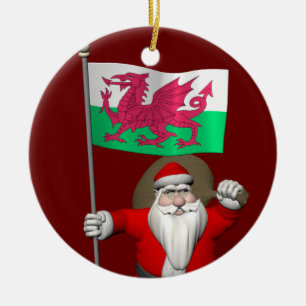 Der Weihnachtsmann mit dem Abzeichen von Wales Keramik Ornament