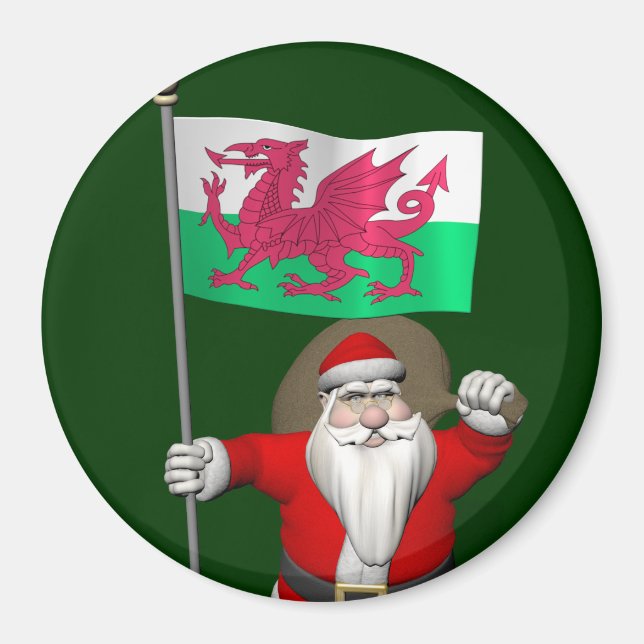 Der Weihnachtsmann mit dem Abzeichen von Wales Magnet (Vorne)