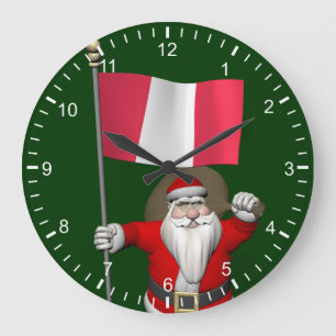 Der Weihnachtsmann mit dem Ausscheiden aus Peru Große Wanduhr