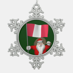 Der Weihnachtsmann mit dem Ausscheiden aus Peru Schneeflocken Zinn-Ornament