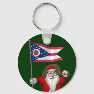 Der Weihnachtsmann mit dem Ausscheiden von Ohio Schlüsselanhänger
