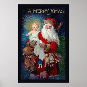 Der Weihnachtsmann mit dem christlichen Kind Poster