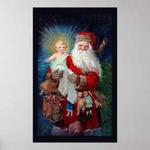 Der Weihnachtsmann mit dem christlichen Kind Poster