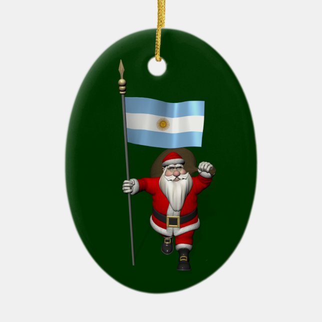 Der Weihnachtsmann mit dem Ende Argentiniens Keramik Ornament (Vorne)