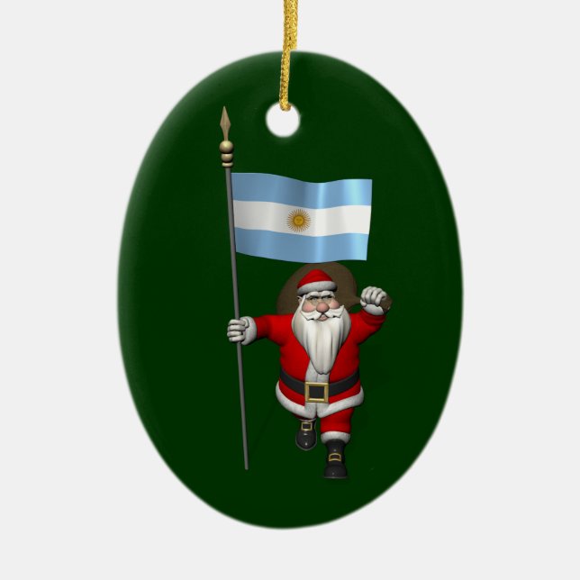 Der Weihnachtsmann mit dem Ende Argentiniens Keramik Ornament (Vorne)