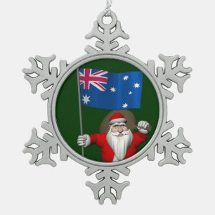 Der Weihnachtsmann mit dem Ende Australiens Schneeflocken Zinn-Ornament