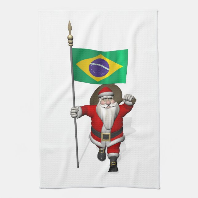 Der Weihnachtsmann mit dem Ende Brasiliens Geschirrtuch (Vertikal)