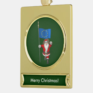 Der Weihnachtsmann mit dem Ende der europäischen G Banner-Ornament Gold