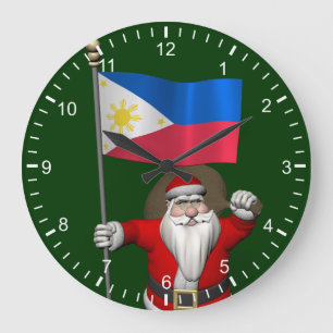 Der Weihnachtsmann mit dem Ende der Philippinen Große Wanduhr