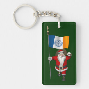 Der Weihnachtsmann mit dem Ende der Stadt New York Schlüsselanhänger
