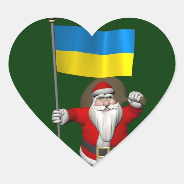 Der Weihnachtsmann mit dem Ende der Ukraine Herz-Aufkleber (Vorderseite)