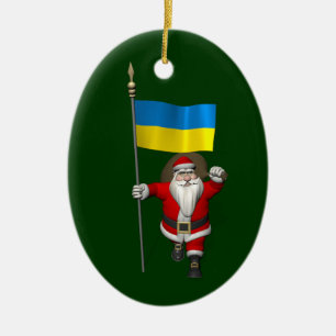 Der Weihnachtsmann mit dem Ende der Ukraine Keramik Ornament
