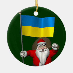 Der Weihnachtsmann mit dem Ende der Ukraine Keramikornament