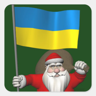 Der Weihnachtsmann mit dem Ende der Ukraine Quadratischer Aufkleber