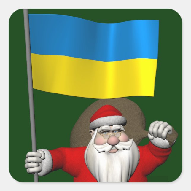 Der Weihnachtsmann mit dem Ende der Ukraine Quadratischer Aufkleber (Vorderseite)