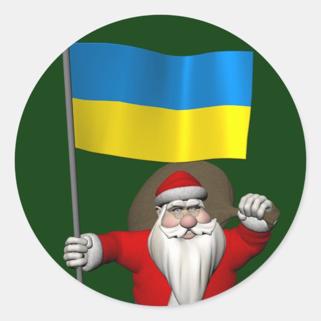 Der Weihnachtsmann mit dem Ende der Ukraine Runder Aufkleber (Vorderseite)