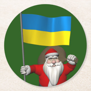 Der Weihnachtsmann mit dem Ende der Ukraine Runder Pappuntersetzer