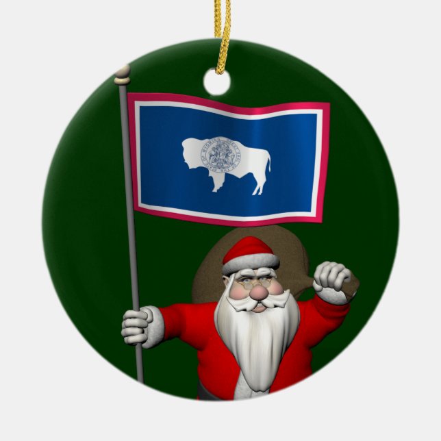 Der Weihnachtsmann mit dem Ende der Wyoming Keramik Ornament (Vorne)