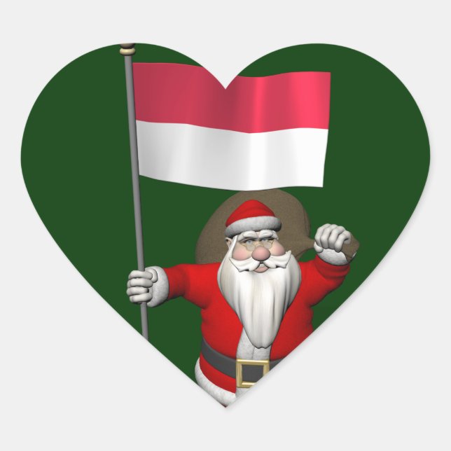 Der Weihnachtsmann mit dem Ende Indonesiens Herz-Aufkleber (Vorderseite)