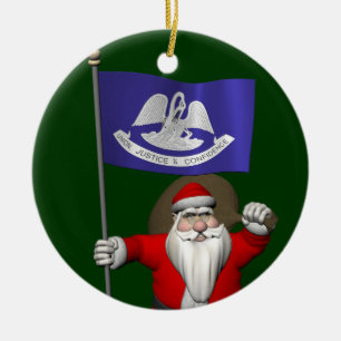 Der Weihnachtsmann mit dem Ende von Louisiana Keramik Ornament