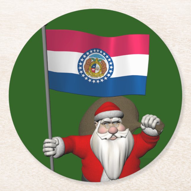 Der Weihnachtsmann mit dem Ende von Missouri Runder Pappuntersetzer (Vorderseite)