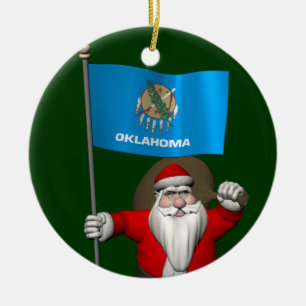 Der Weihnachtsmann mit dem Ende von Oklahoma Keramik Ornament