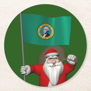 Der Weihnachtsmann mit dem Ende von Washington Runder Pappuntersetzer