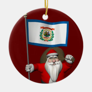 Der Weihnachtsmann mit dem Ende von West Virginia Keramikornament