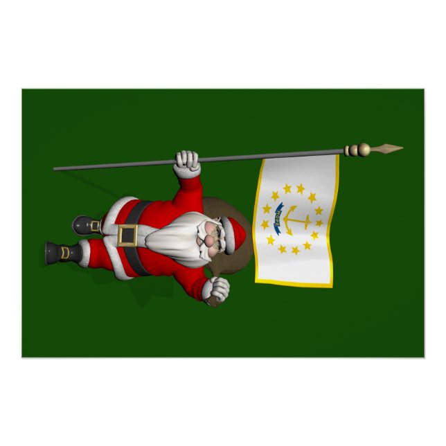 Der Weihnachtsmann mit dem Ensign von Rhode Island Poster (Vorderseite)